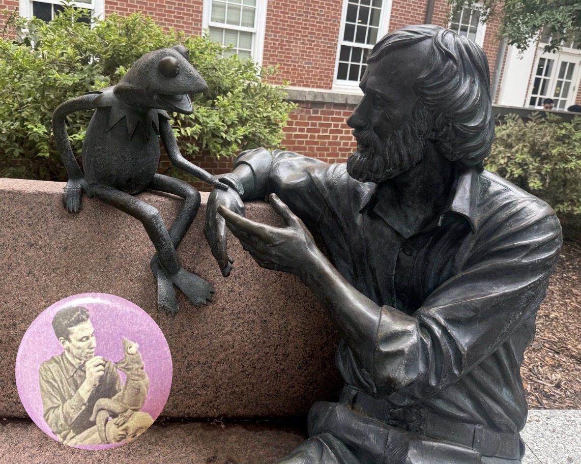The image is of the statue of Jim Henson and Kermit the Frog outside of the Stamp Student Union. I took the photo up close to almost make it seem like you’re in conversation with Kermit and Jim Henson. It also highlights the closeness between the two.