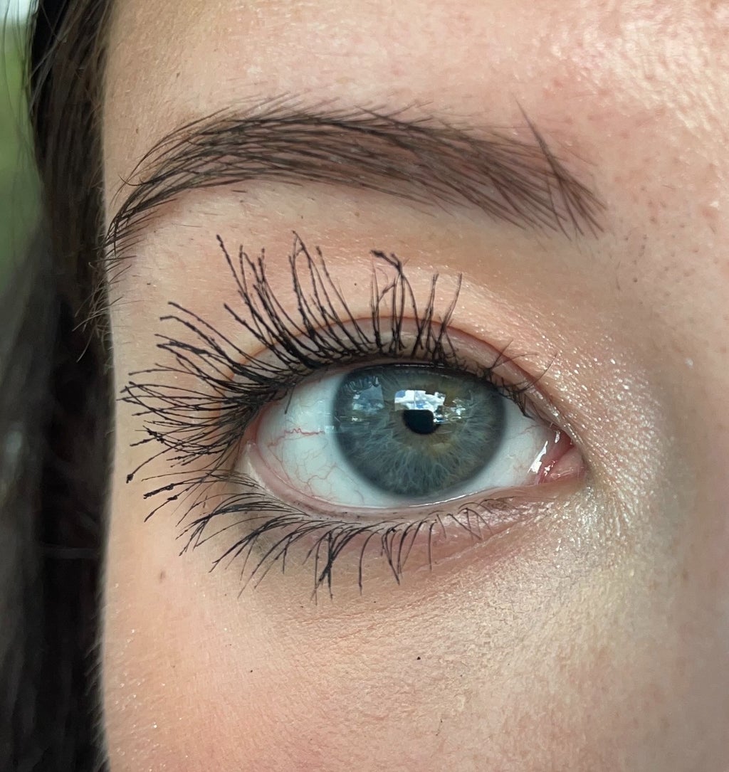 Close up picture of eyeball showing mascara