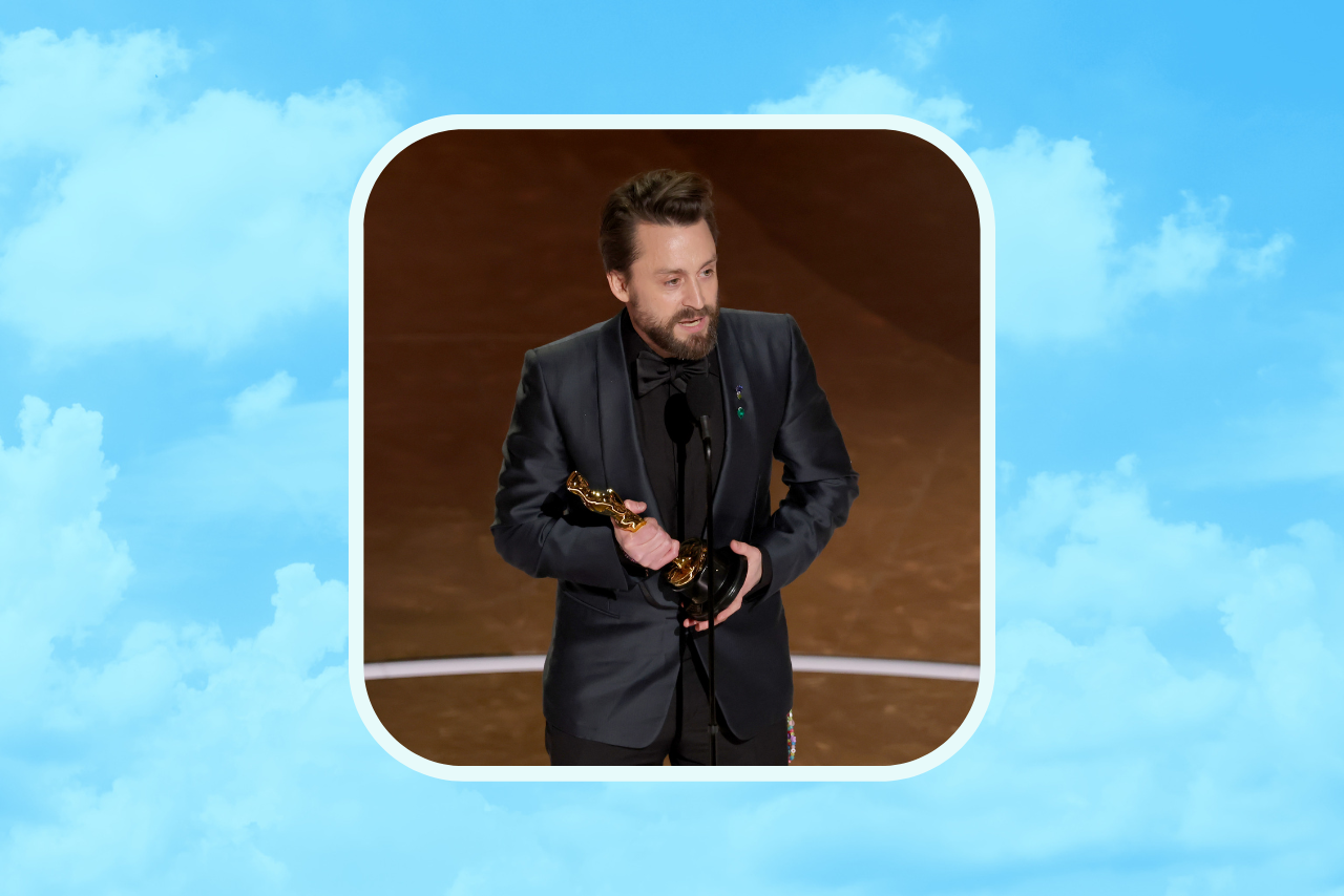 Kieran Culkin accepts the Best Actor In A Supporting Role award at the 2025 oscars