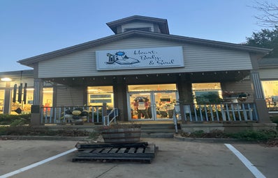 Front porch and door of small business, Heart, Body, & Soul in Columbia, MO