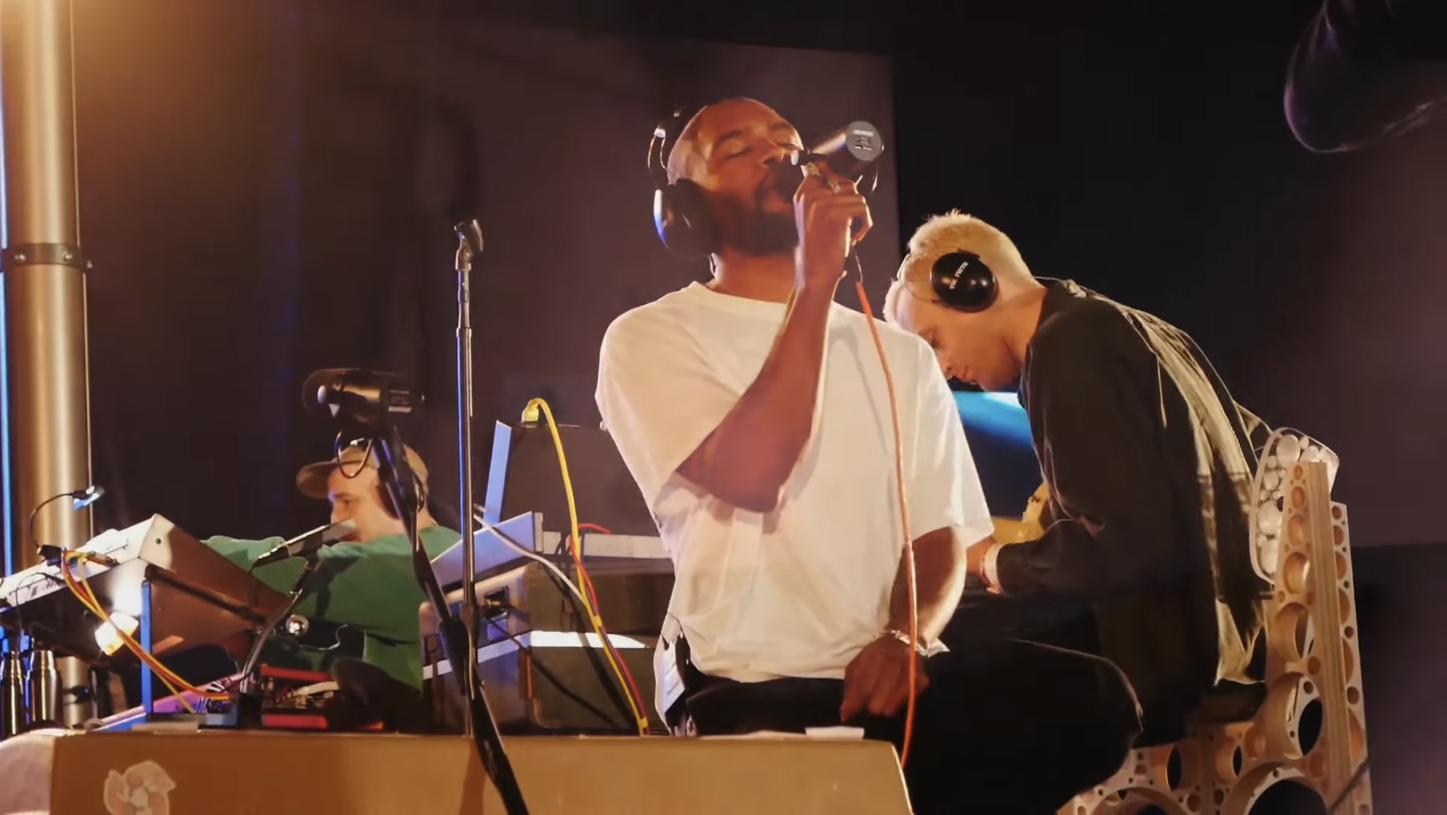 Frank Ocean performing a song at his concert