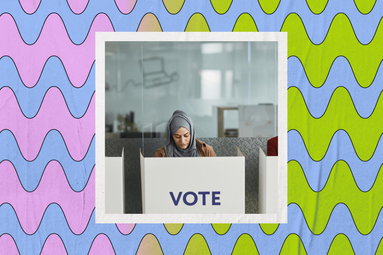 notes into voting booth