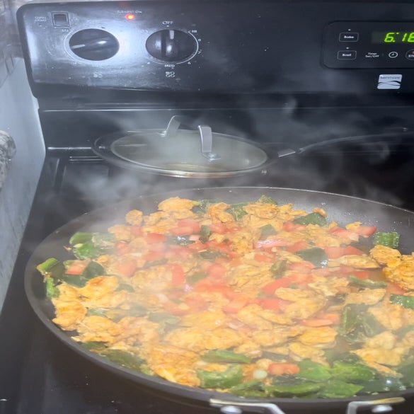 Steaming food on stove