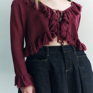 Zara Knit Blouse with Ruffles