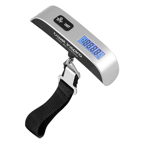 silver and black portable luggage scale