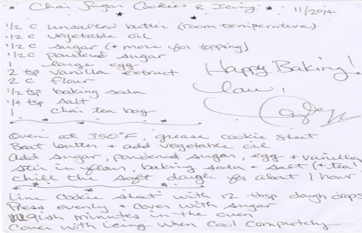 Taylor Swift\'s original, handwritten recipe for cookies