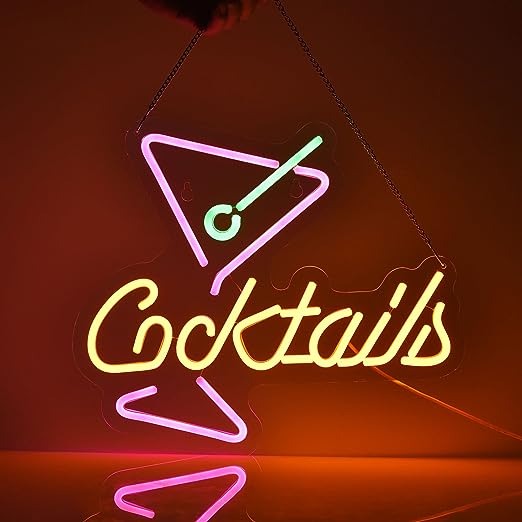 cocktails neon sign for dorm room
