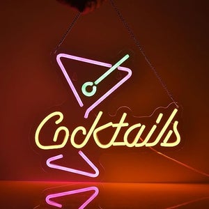 cocktails neon sign for dorm room