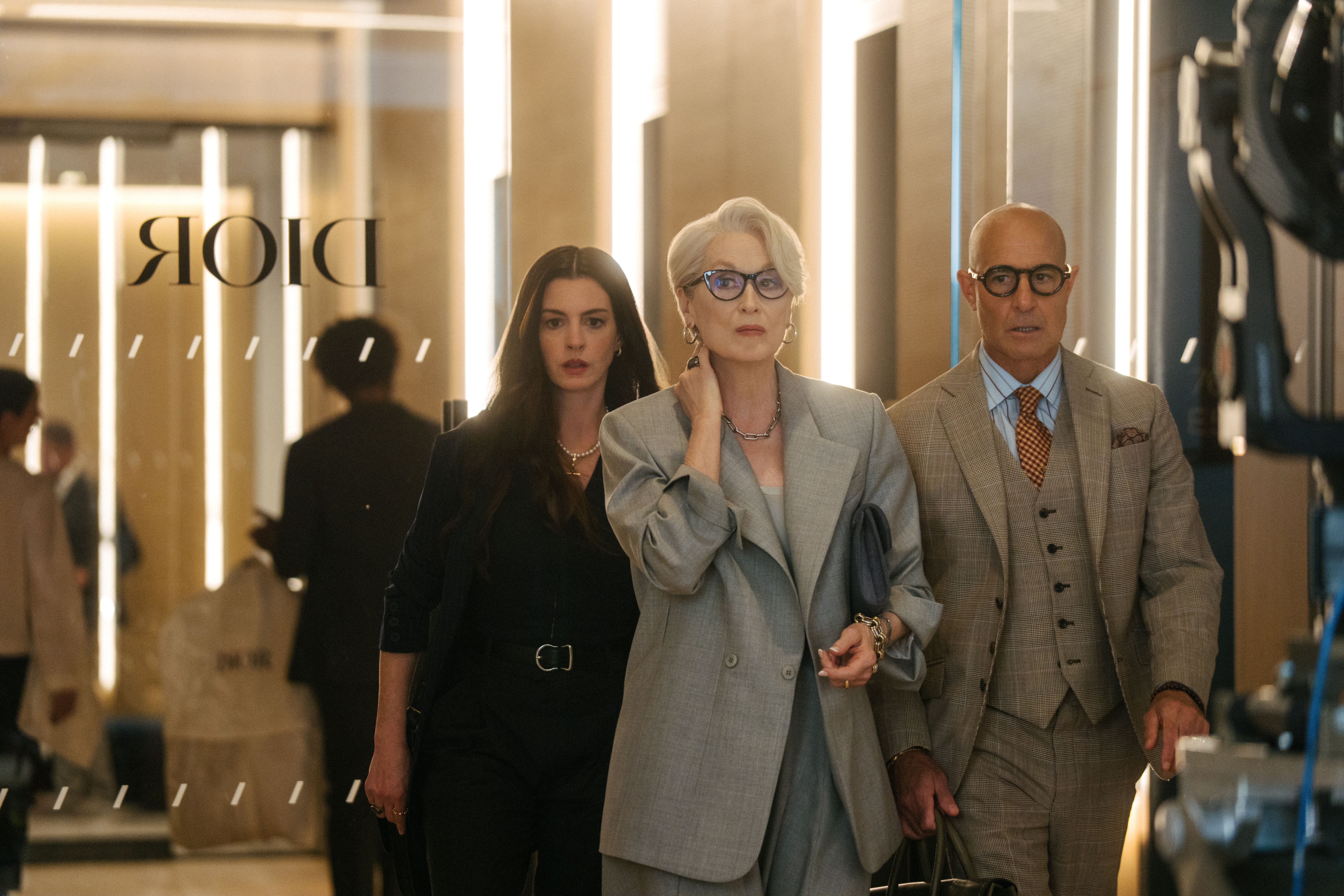 meryl streep, anne hathaway and stanley tucci in devil wears prada 2
