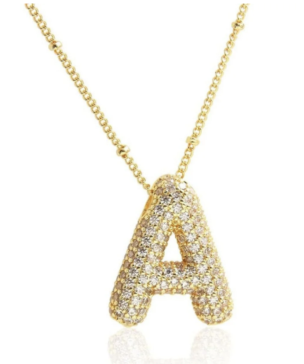 QVVWOPQ Bubble Letter Necklace