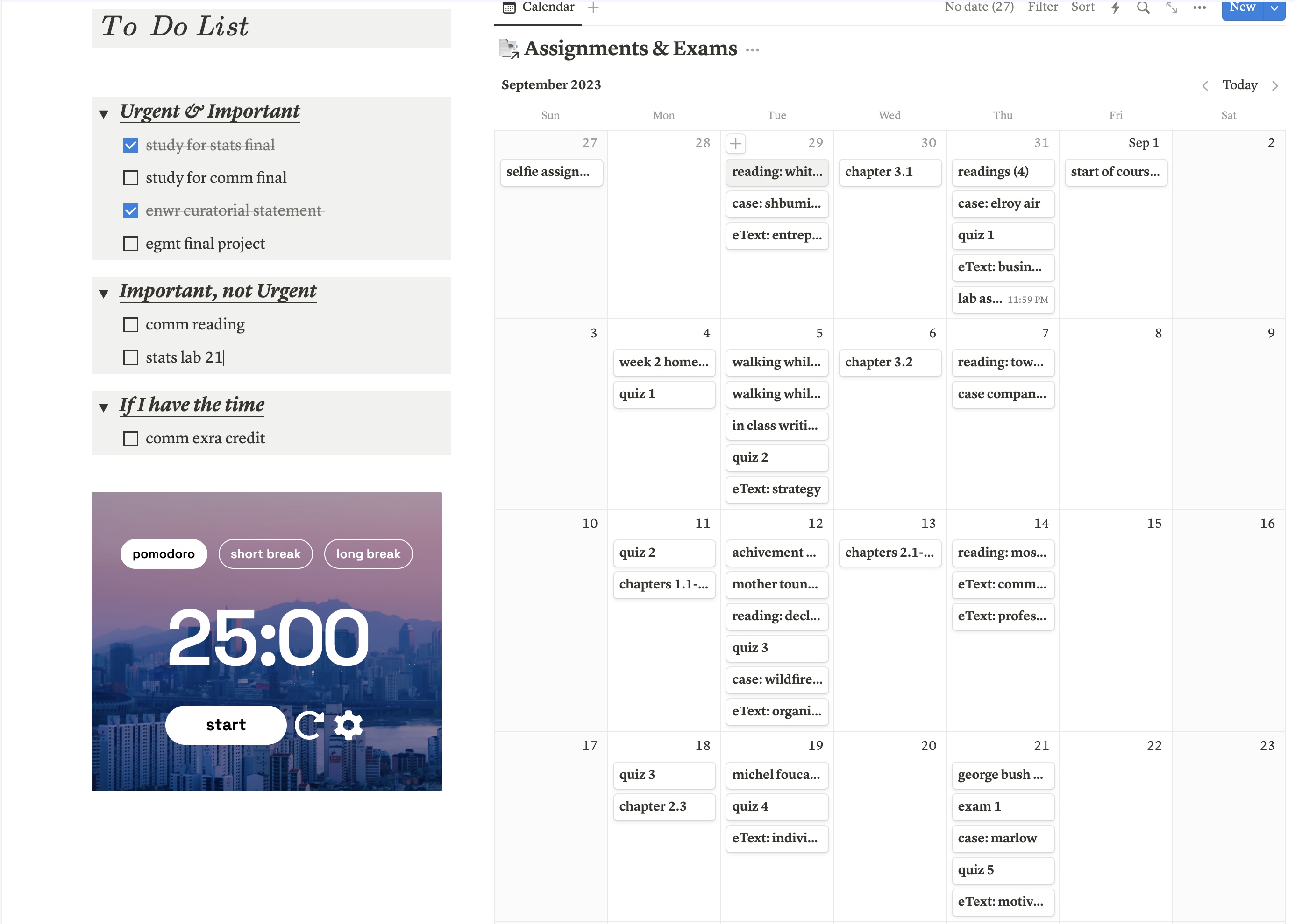 my notion school page