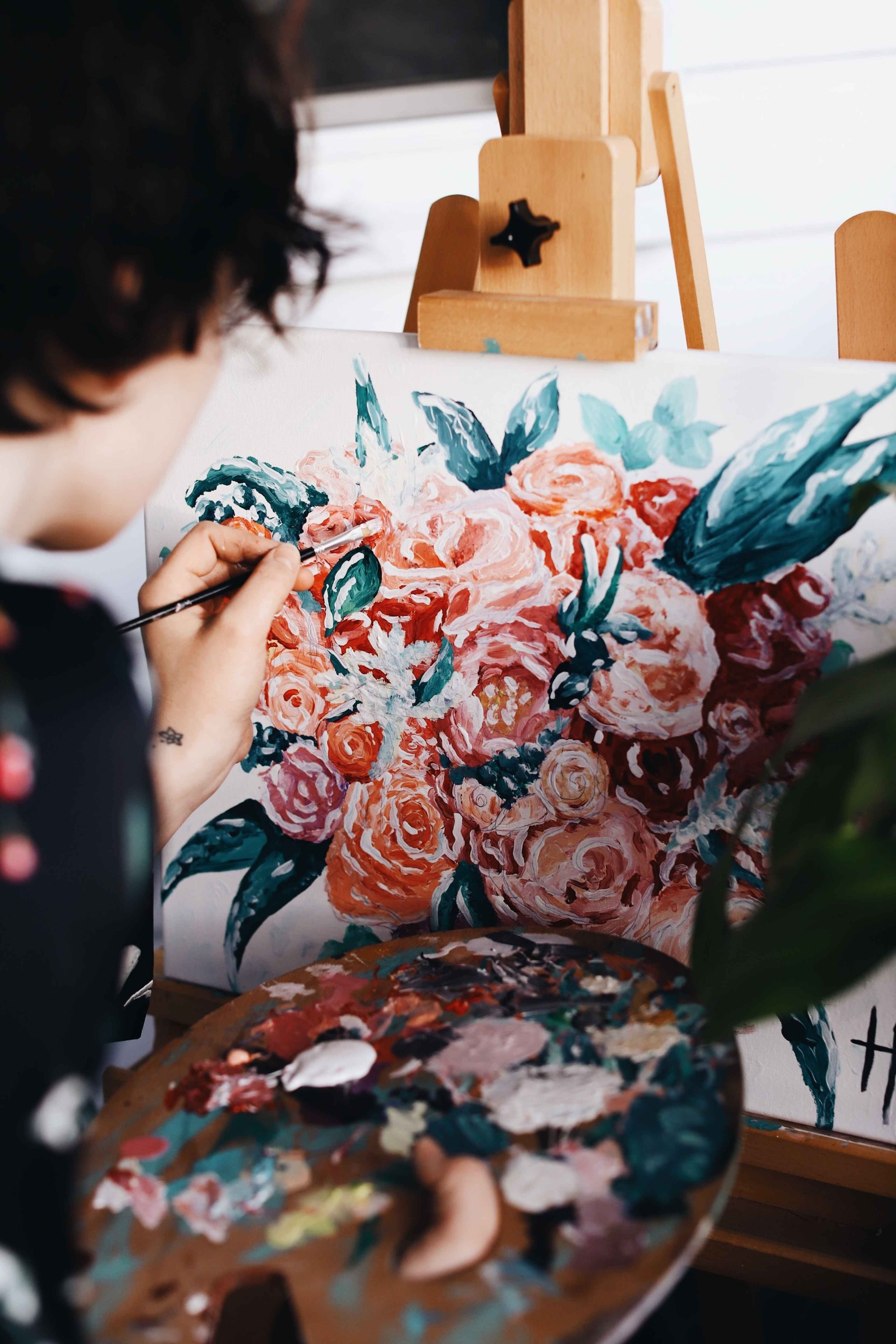 Women painting roses