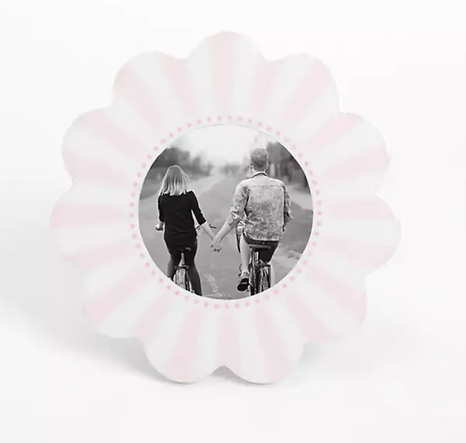 Kirkland’s Home Round Pink Stripe Scalloped Picture Fram