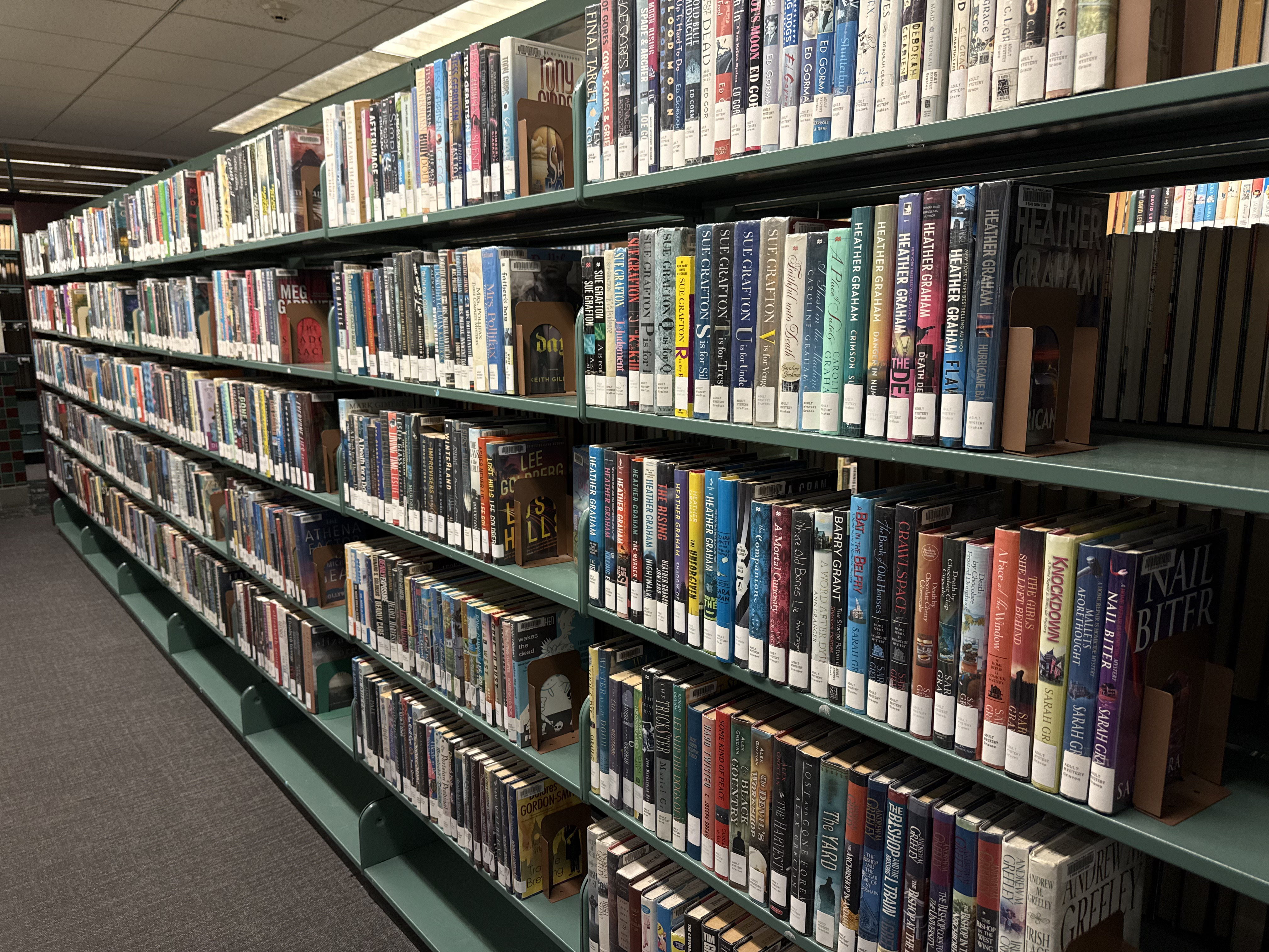 Books organized in a library.