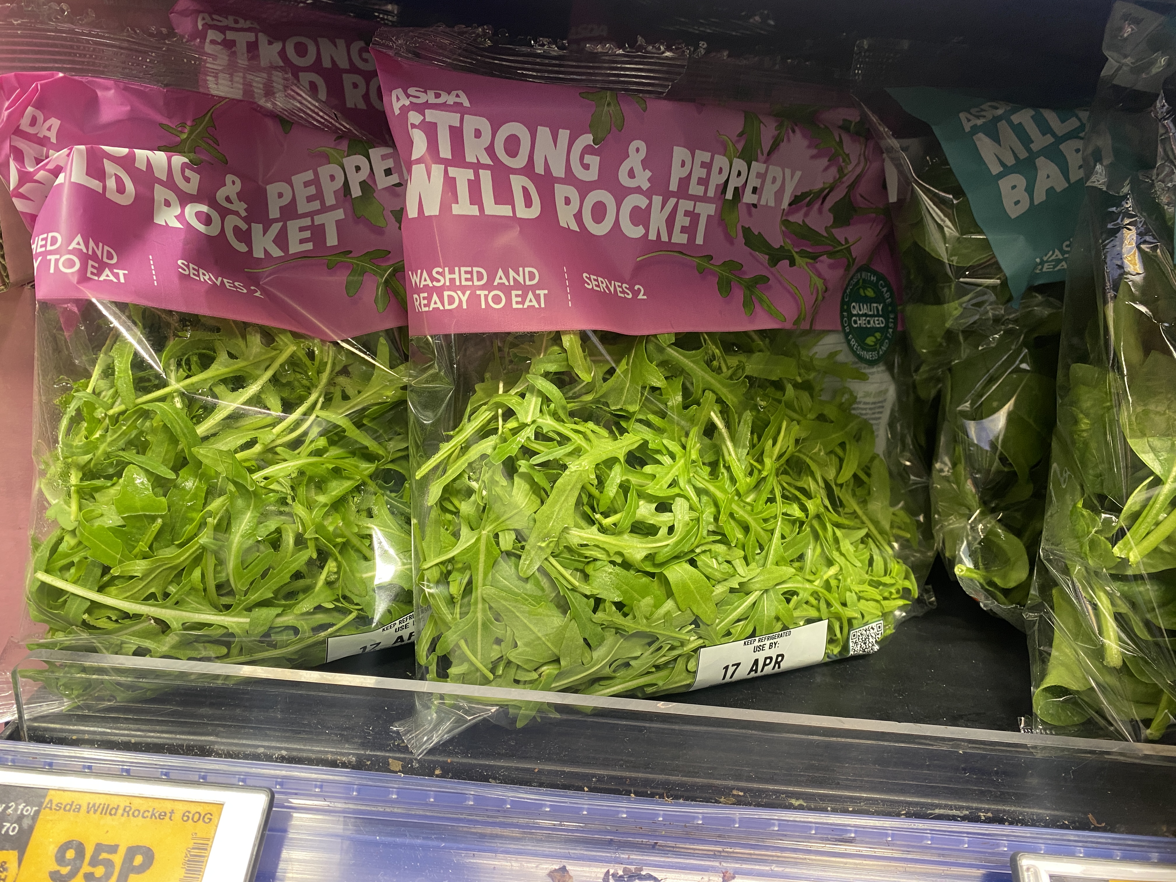 Picture of arugula with the label \