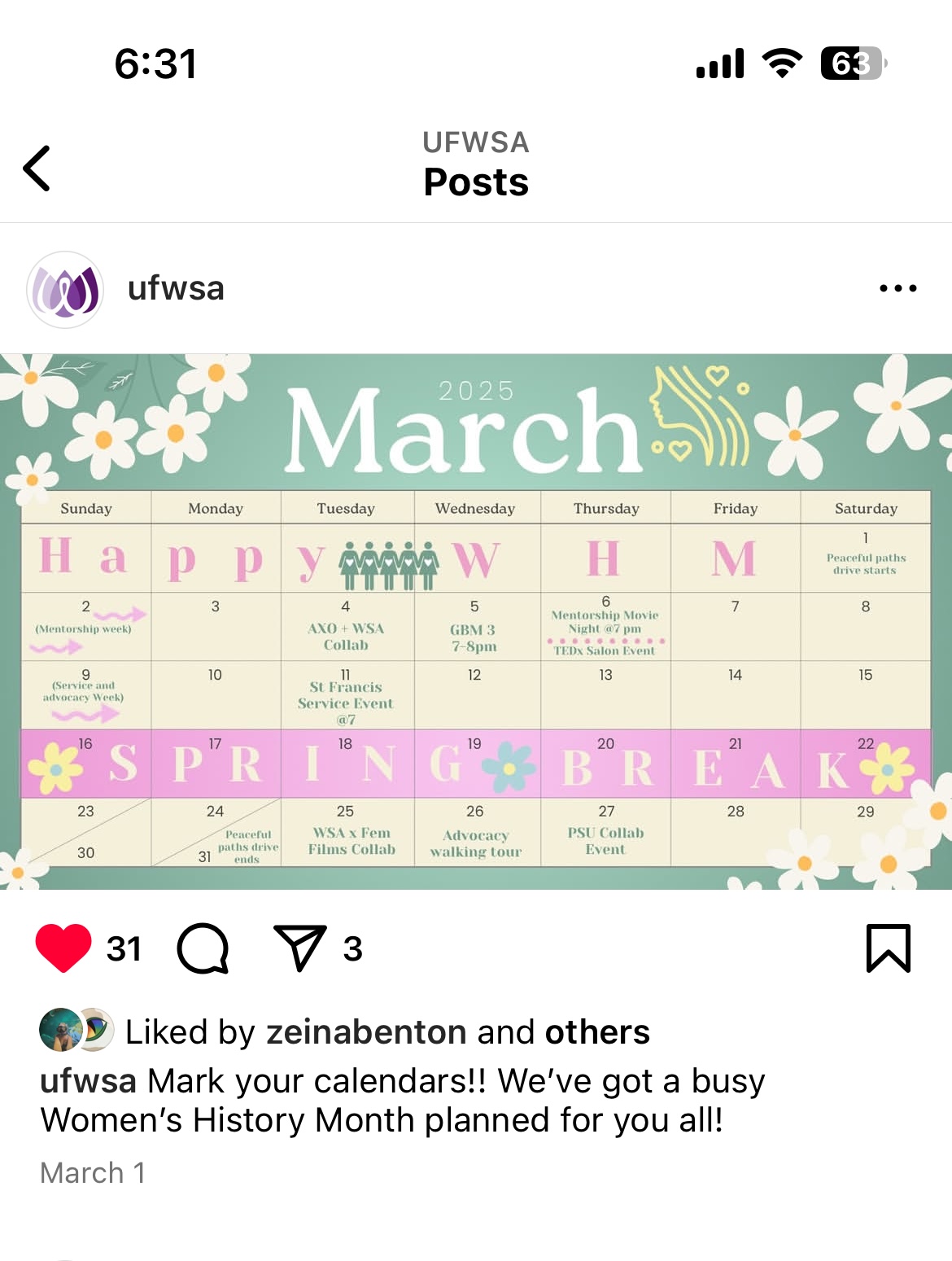 UF WSA Instagram Post