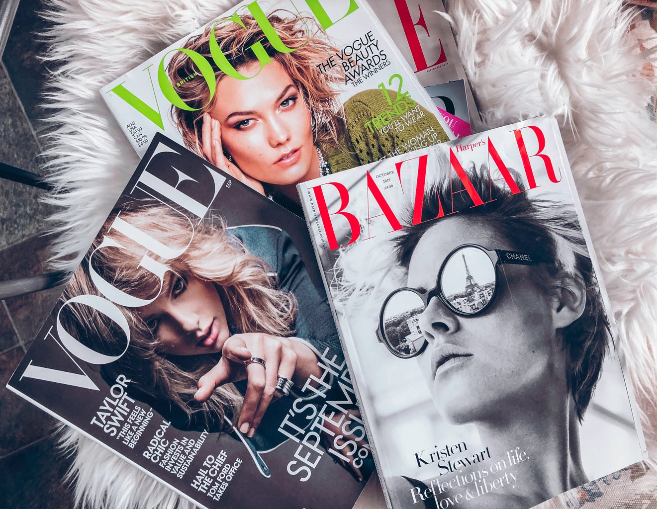 Vogue and Bazaar magazine covers