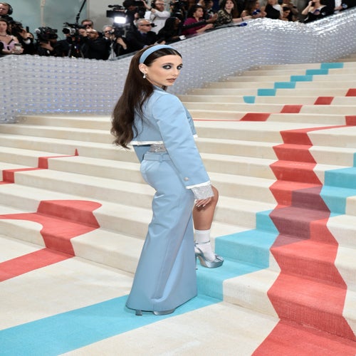 Emma Chamberlain opts for long locks and a blue Miu Miu skirt suit for her  third Met Gala in NYC