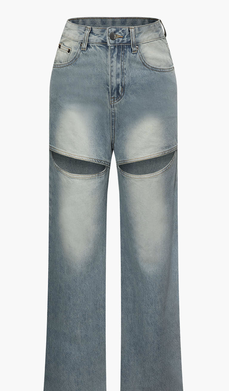 Micas Cut Out Straight Leg Jeans