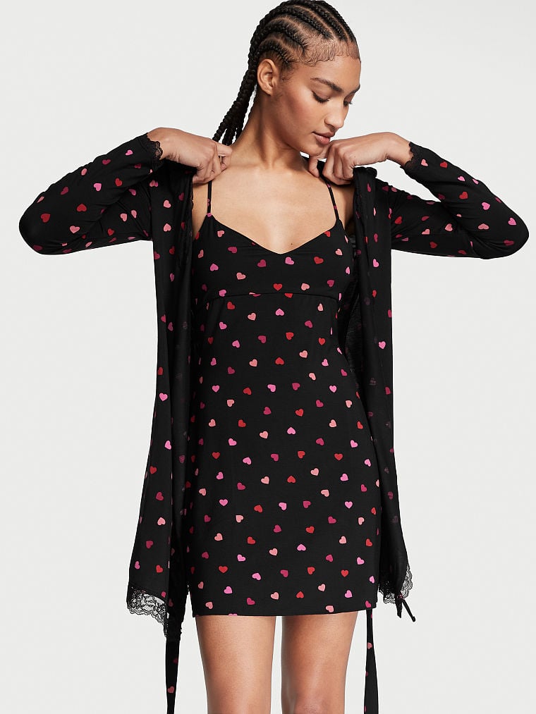 modal lace back mini slip