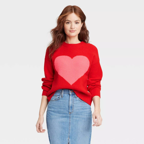 Tangduner Cute Heart Print Women's Sweater Valentine's Day Oversized Knit  Pullovers A-Pink at  Women's Clothing store