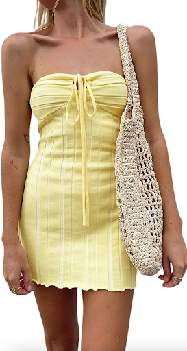 yellow tube dress spring outfits