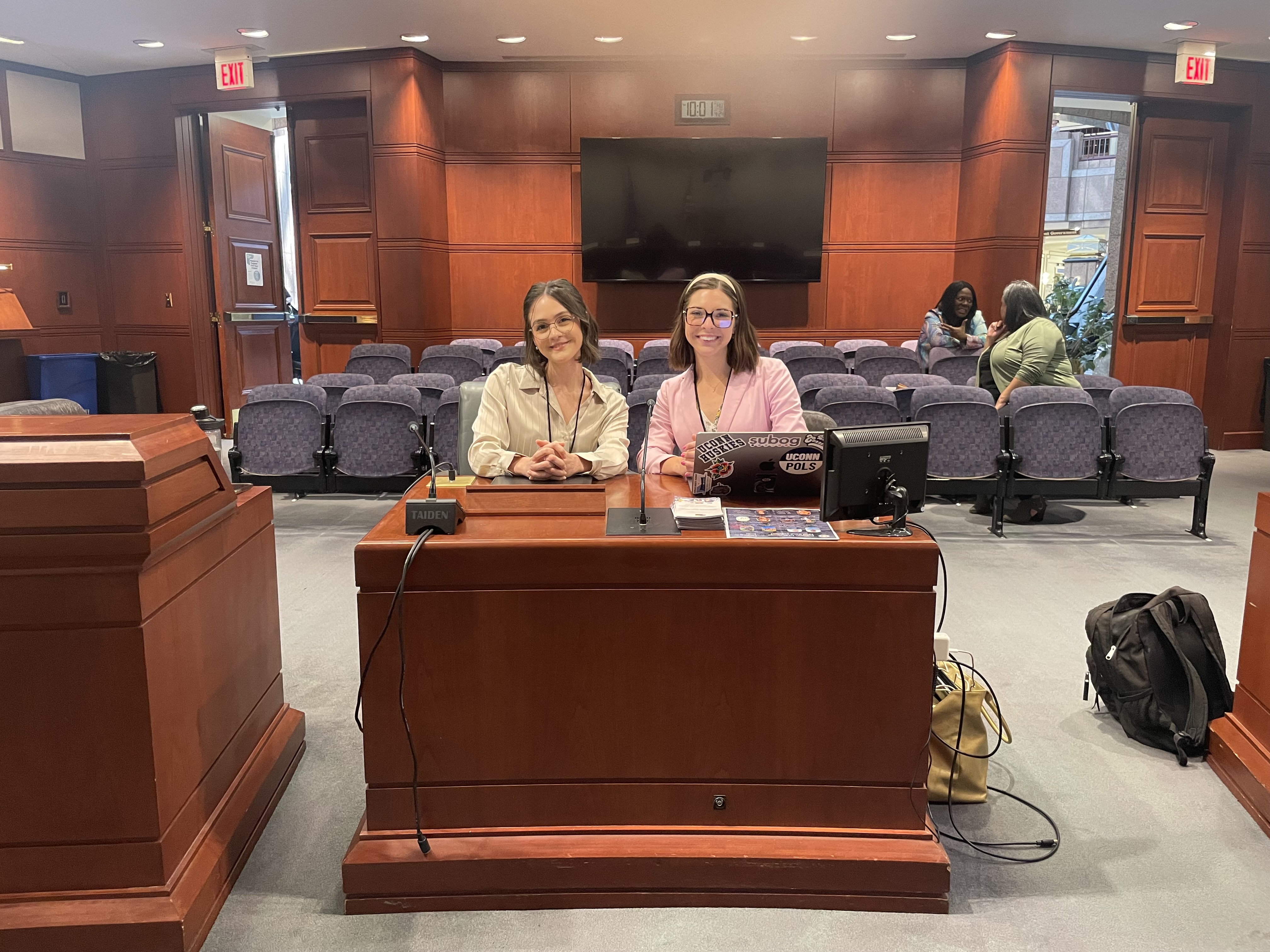 photo from non-profit panel event- two moderators of the discussion