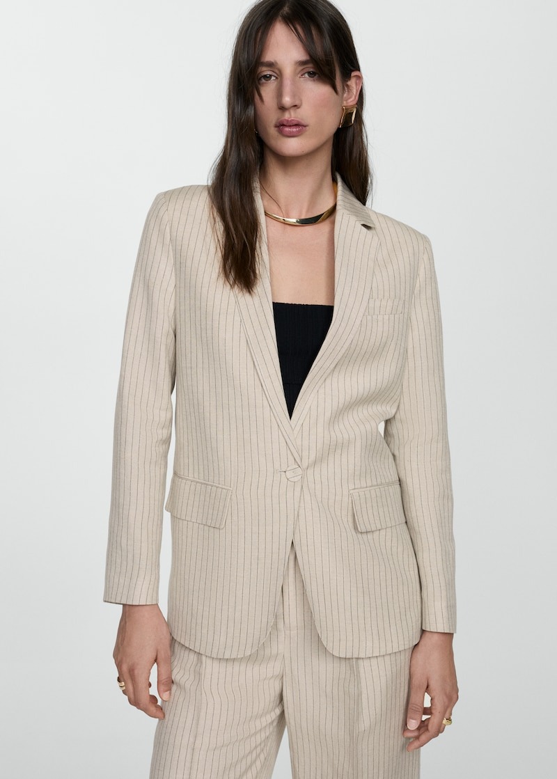 Mango Pinstripe Suit Blazer