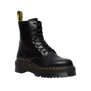 black lace-up combat boots with platform sole