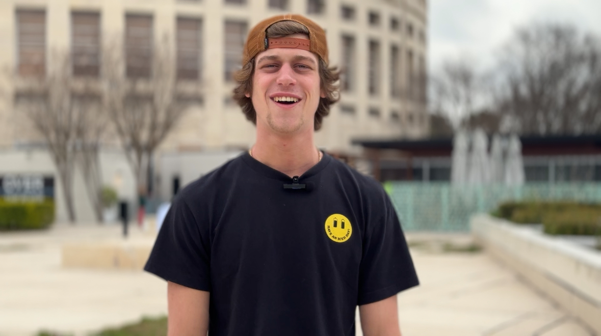 man being filmed for a documentary