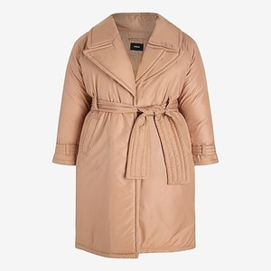 express belted puffer trench coat