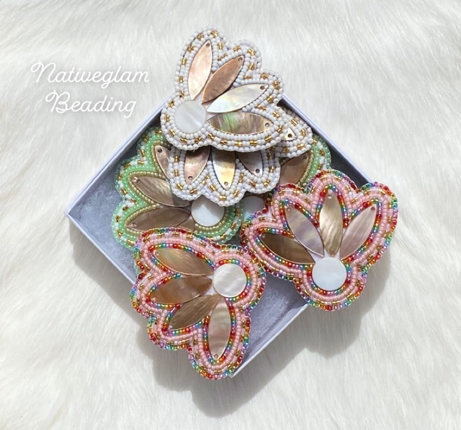 Beadwork on a white background