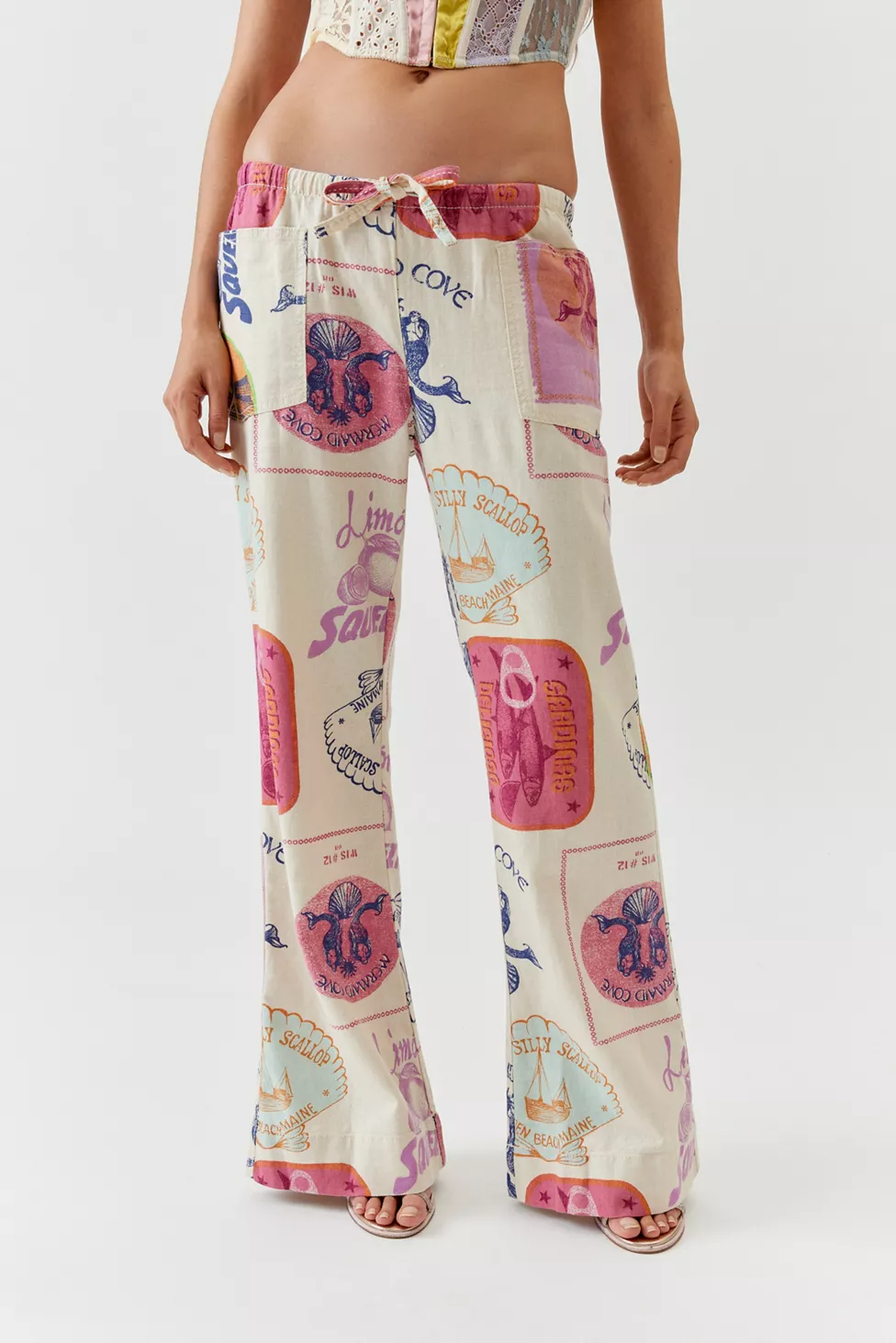 UO Amelie Linen Printed Pant