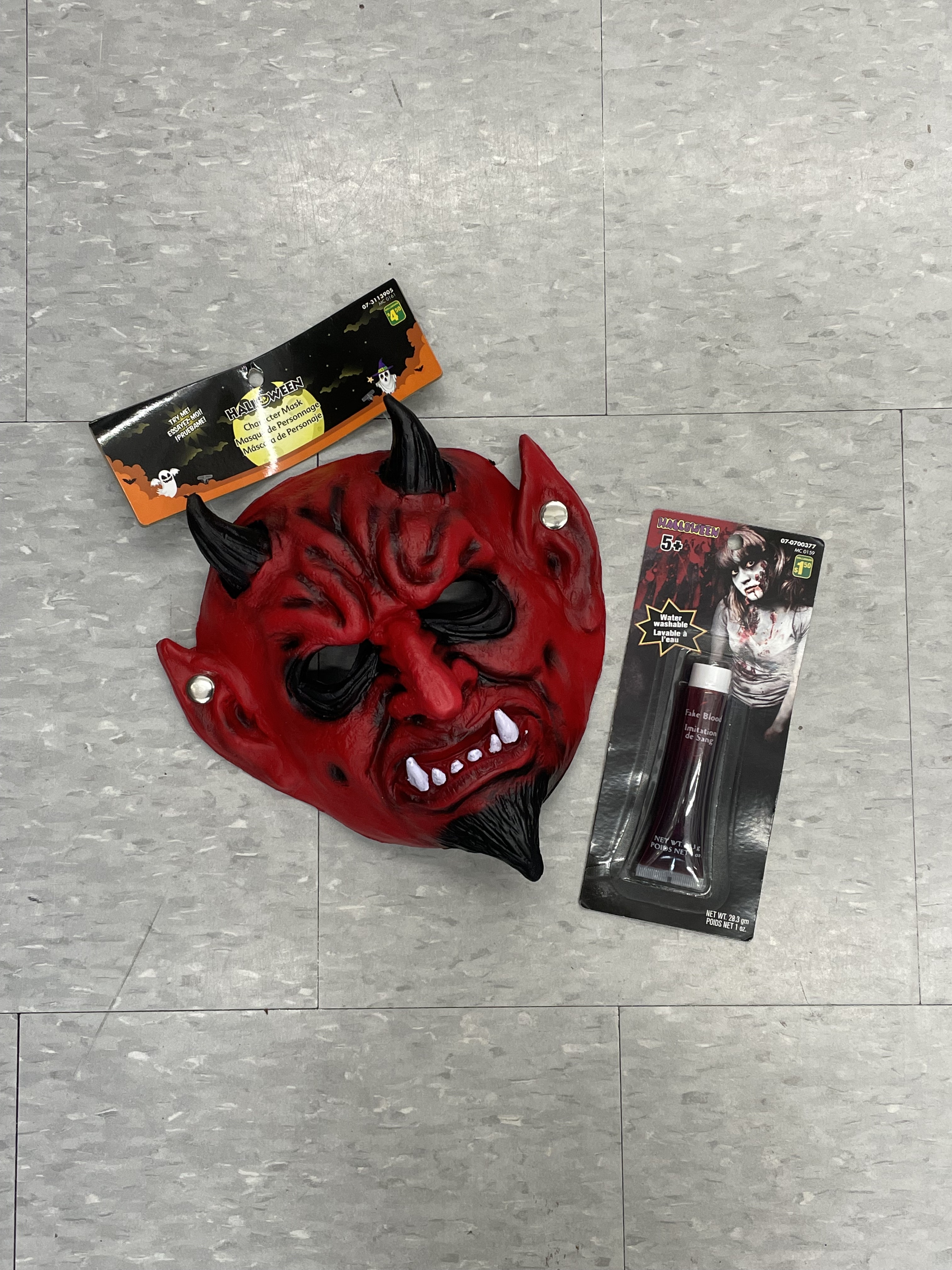 devil mask and fake blood