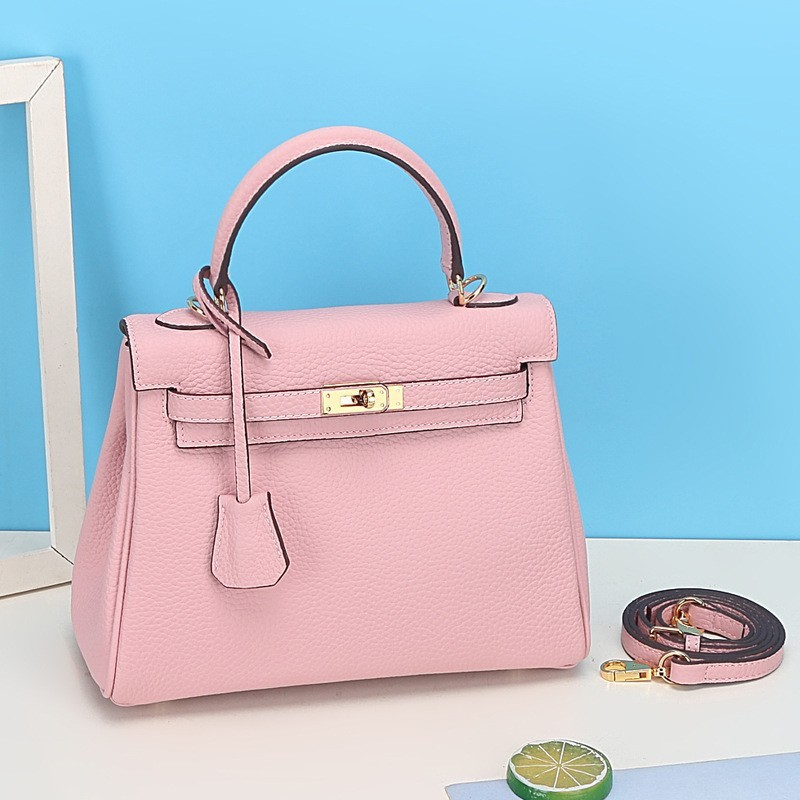 Romytisa Lychee Grain Top Handle Bag Pink