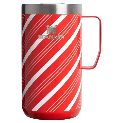 stanley 24 oz mug bold red and white swirl around the bottle