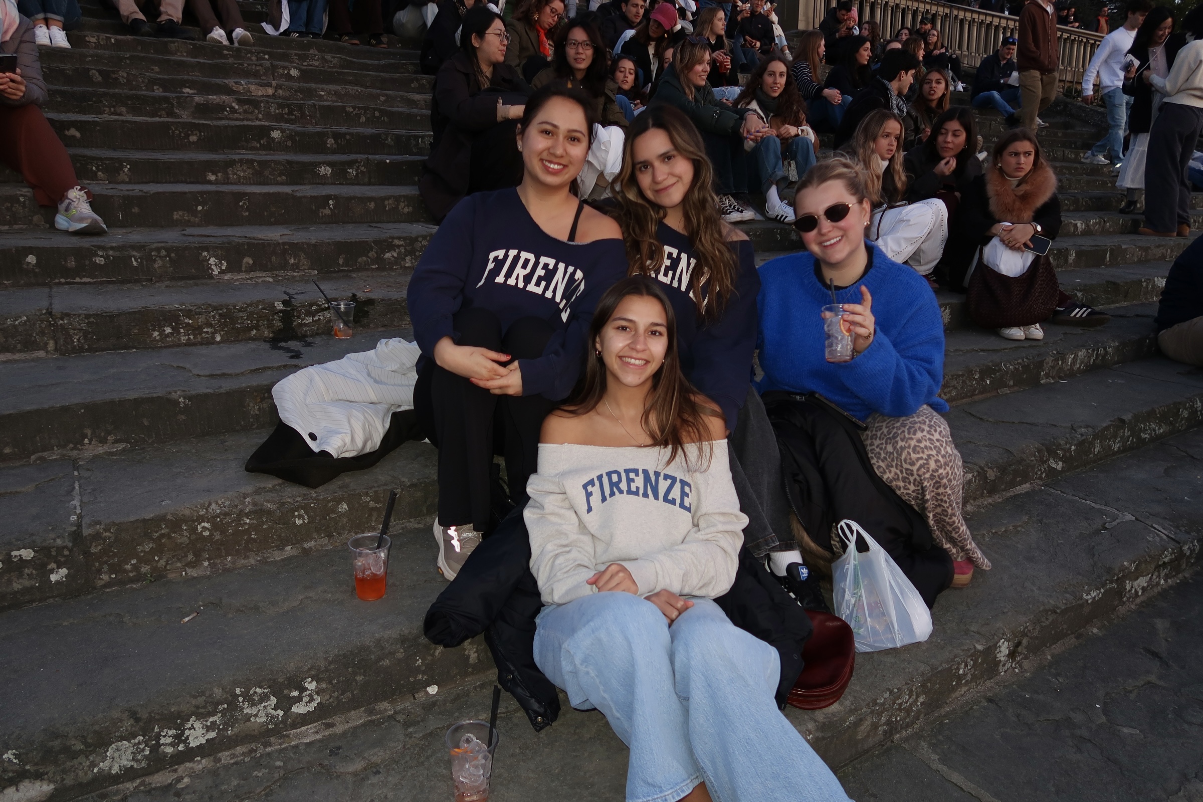 Friends hanging out in Florence, Italy