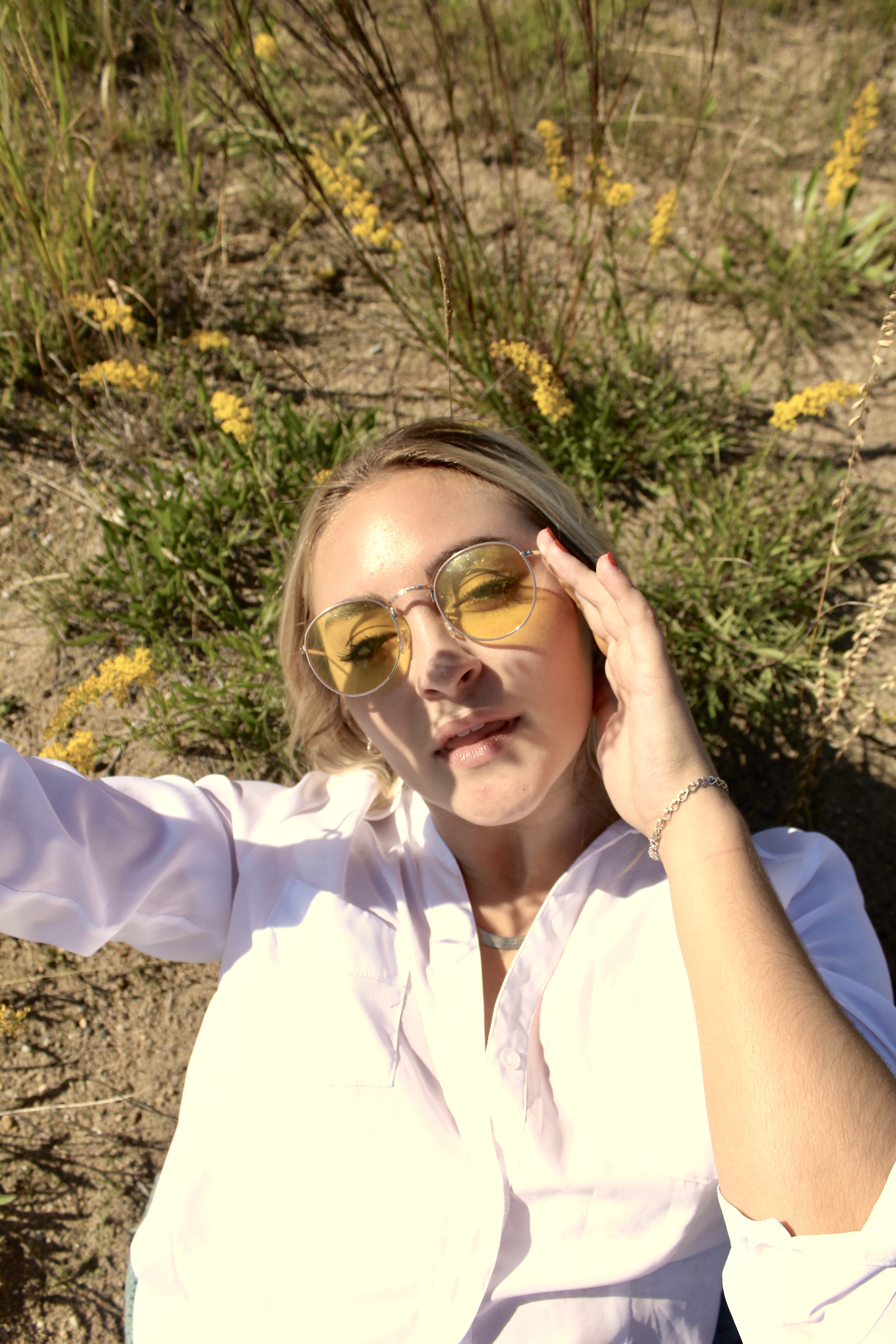 Girl in wildflower field