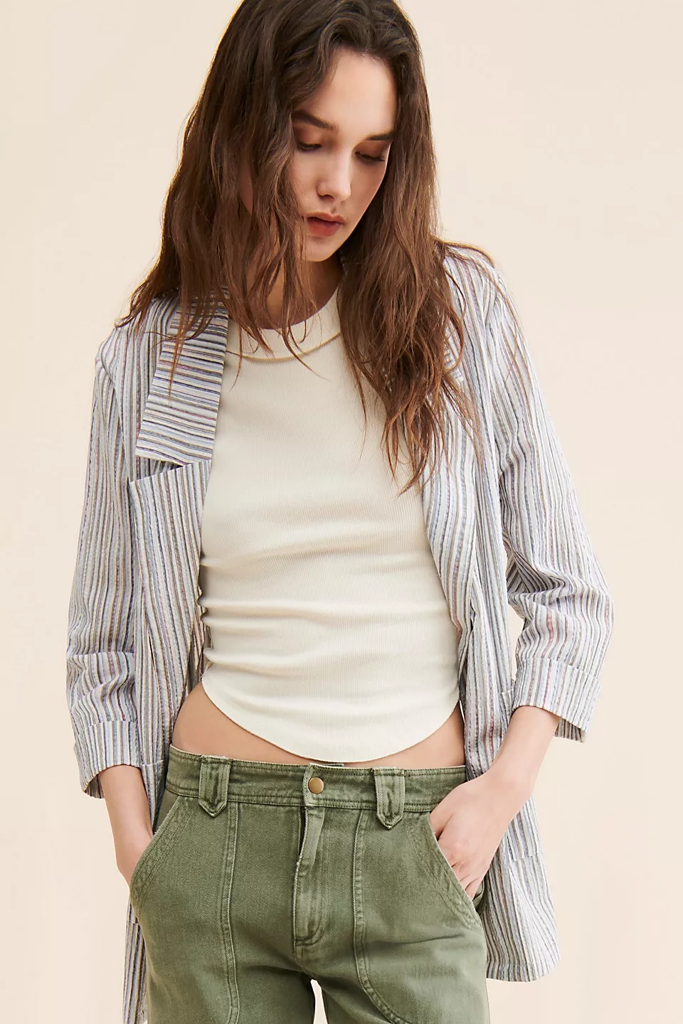 BLANKNYC Straight Ahead Striped Blazer