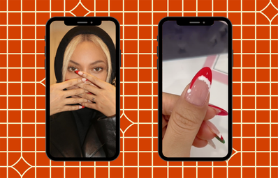 beyonce santa hat nails