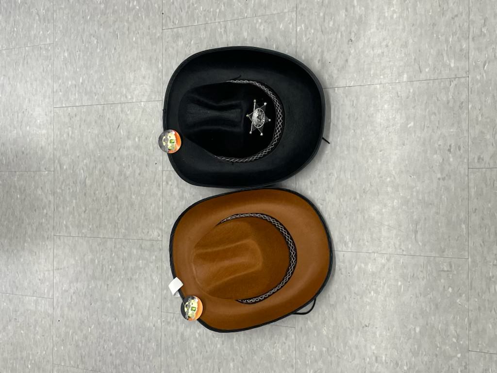 cowboy hat and sheriff hat