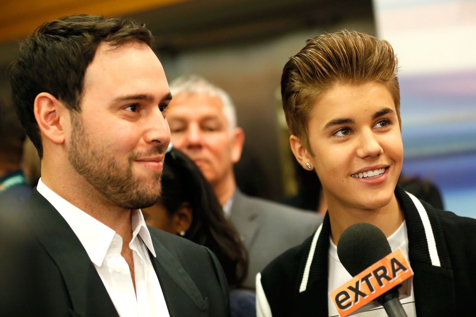 justin bieber and scooter braun at the 2012 tribeca film festival