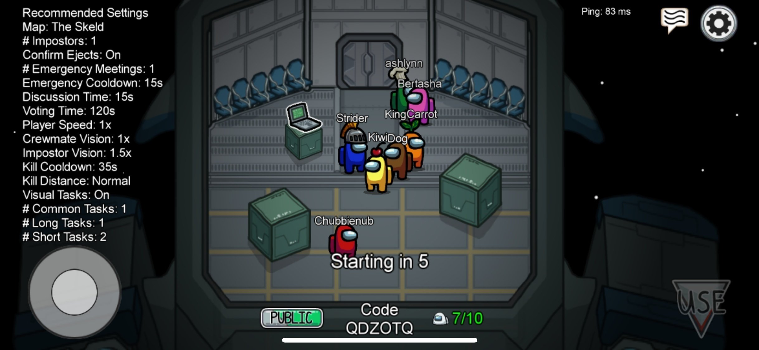 Screen shot from game Among Us