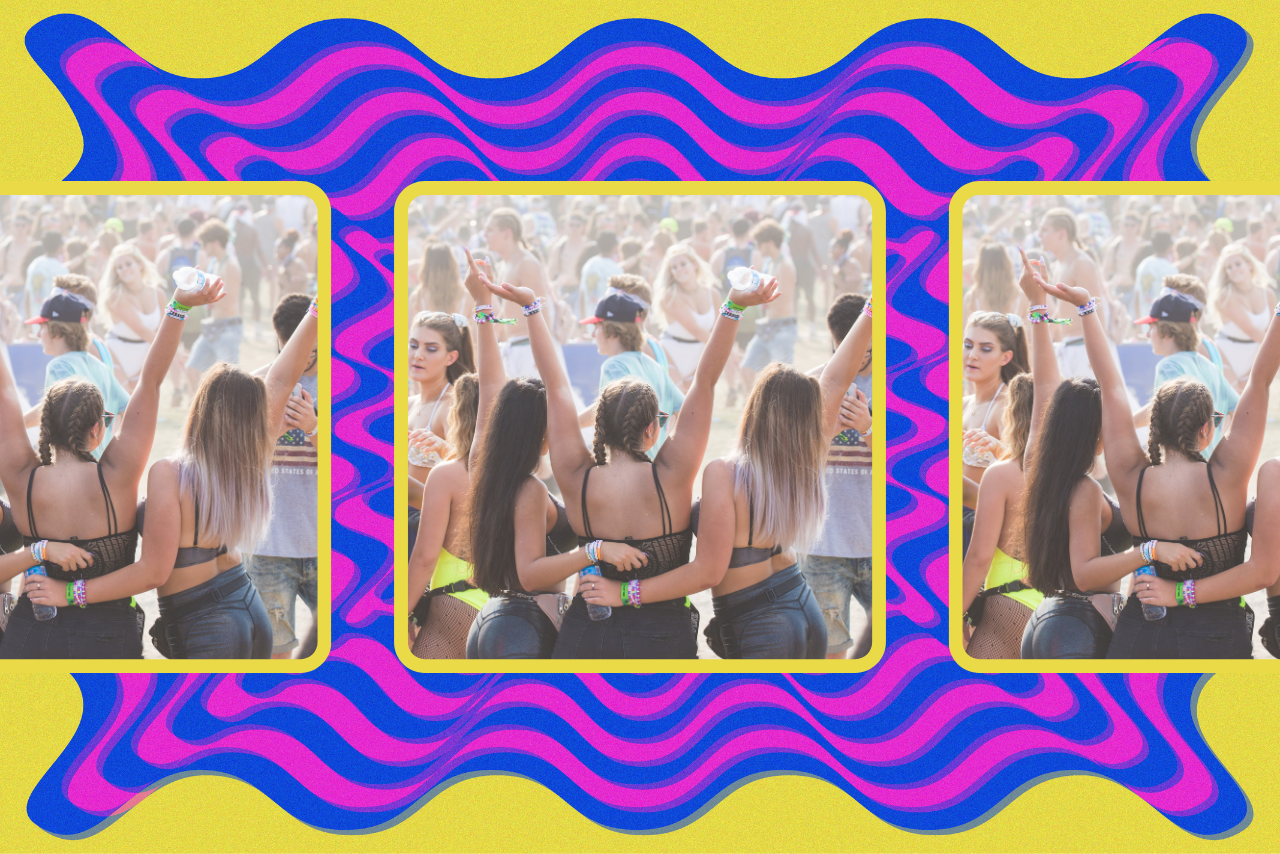 three women at music festival