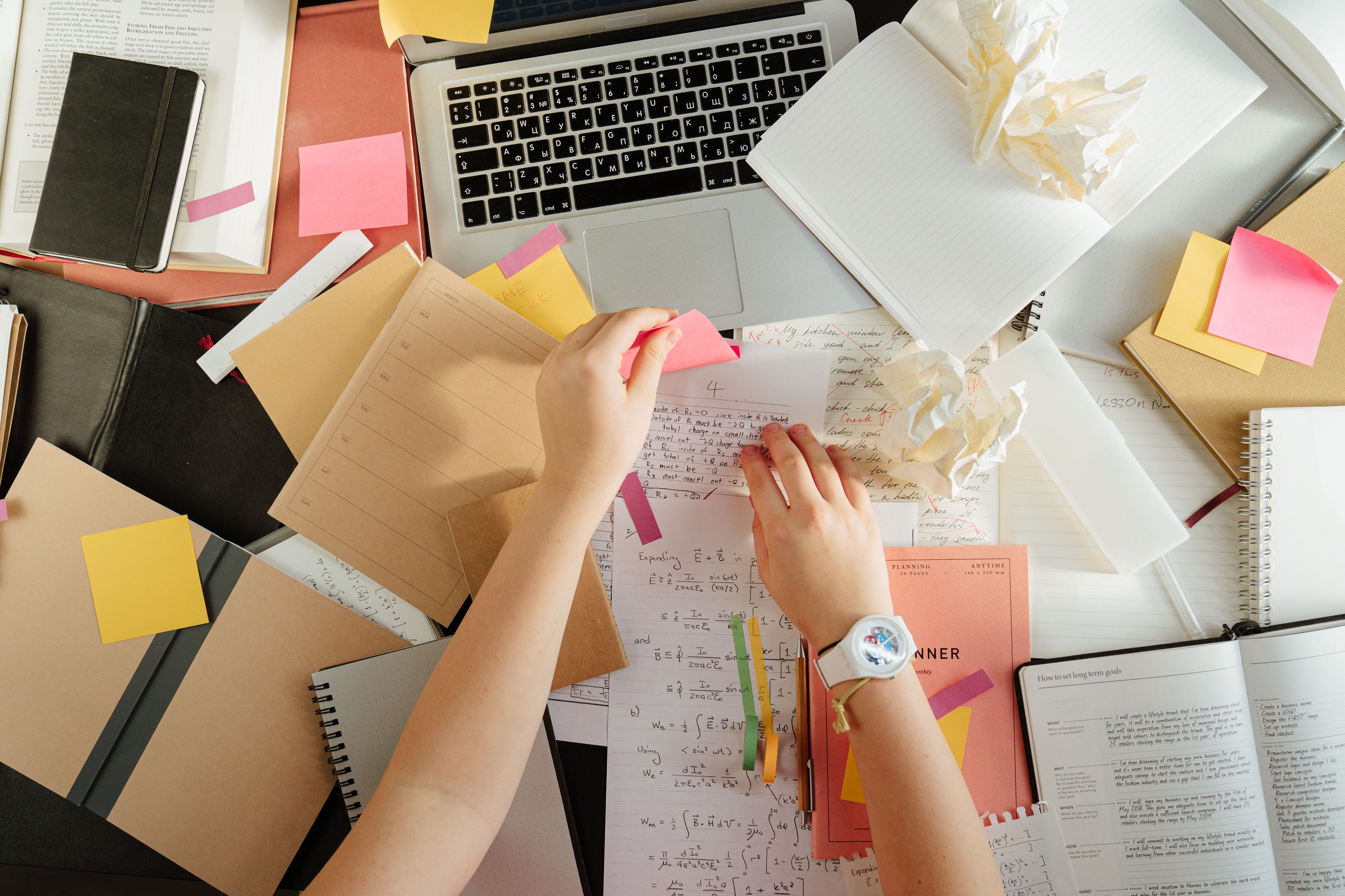 Work and papers on desk