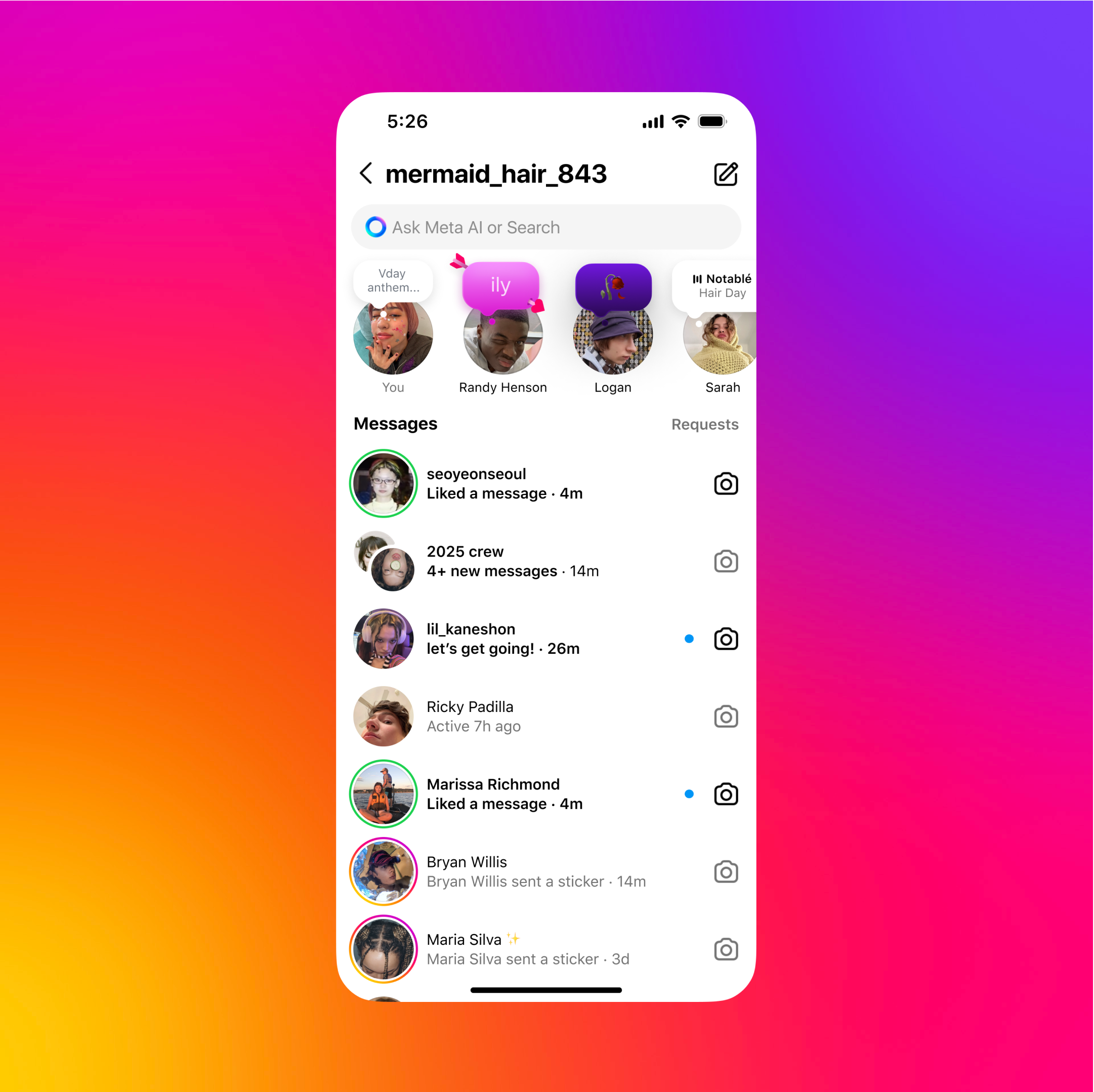 Valentine\'s Day notes feature on Instagram app