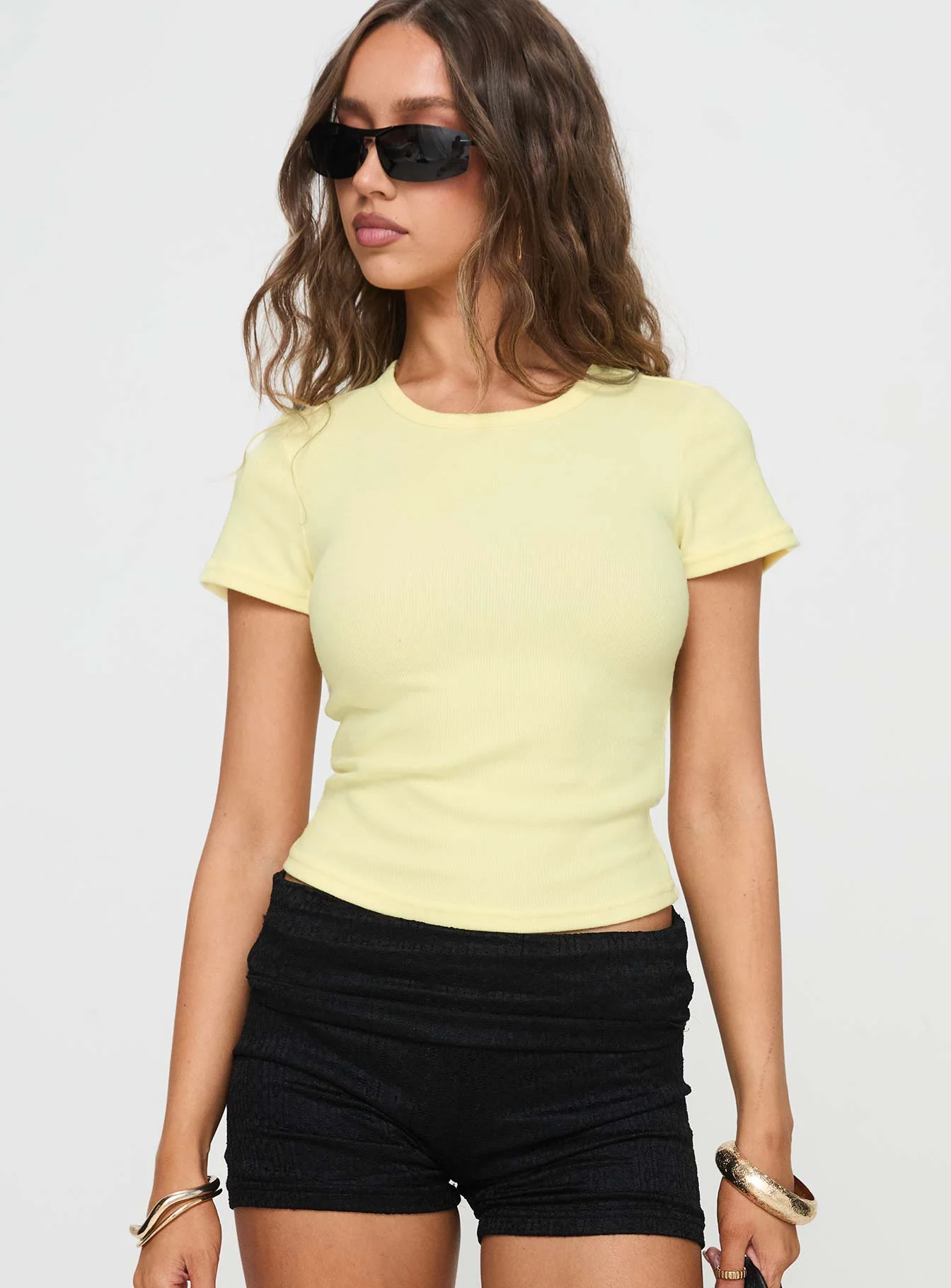 Princess Polly Rib Tee Butter Yellow
