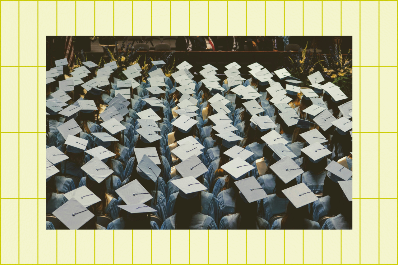 students at college graduation