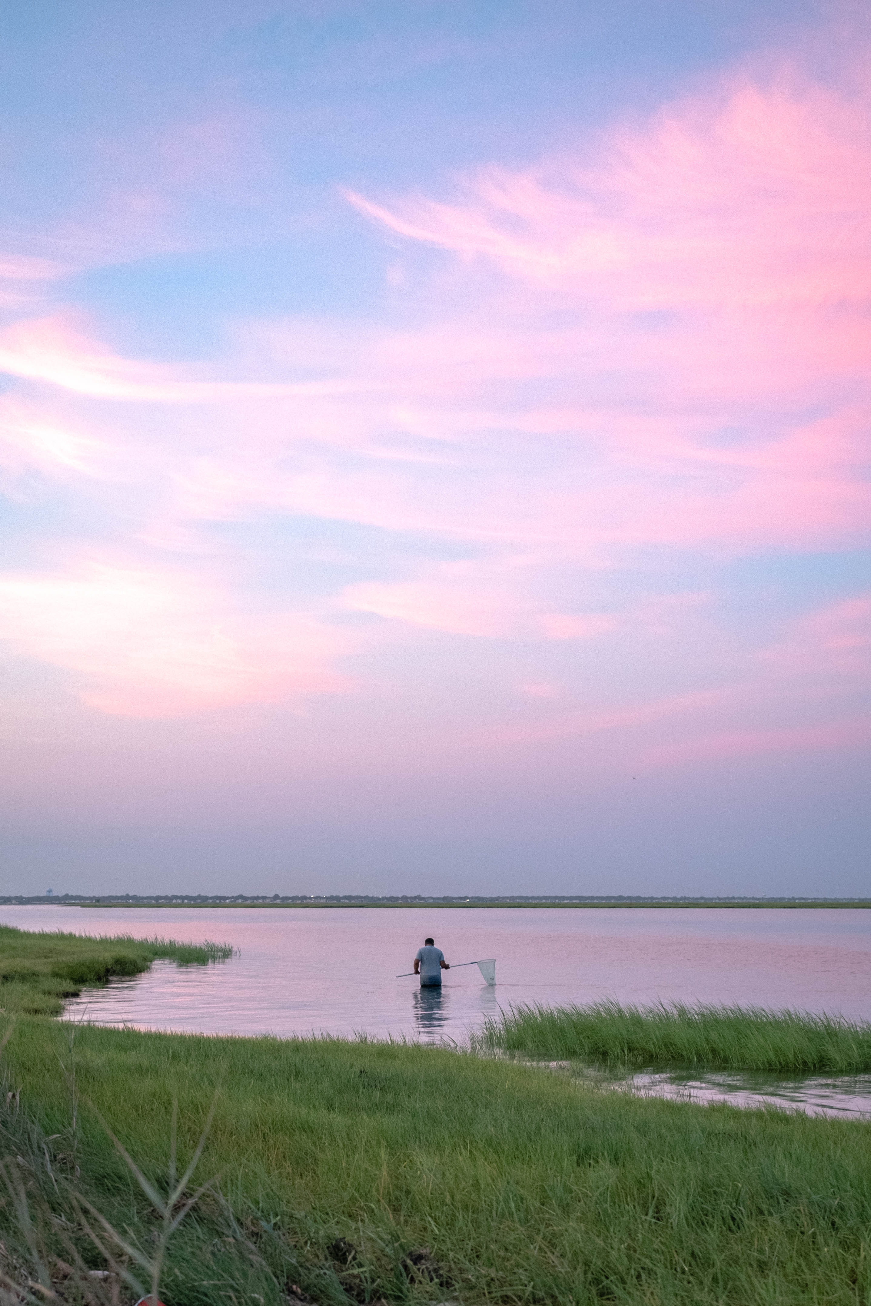 Man fishing in river