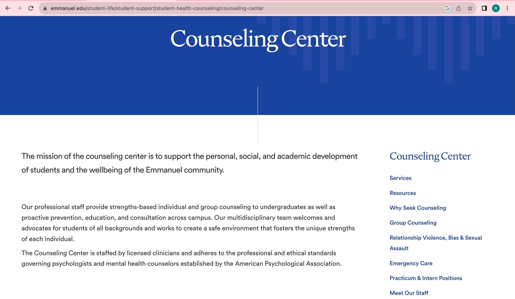 counseling center resources